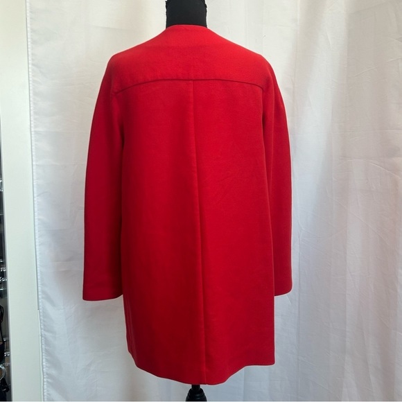 Zara red button front long sleeve jacket coat Sz M - Picture 4 of 10